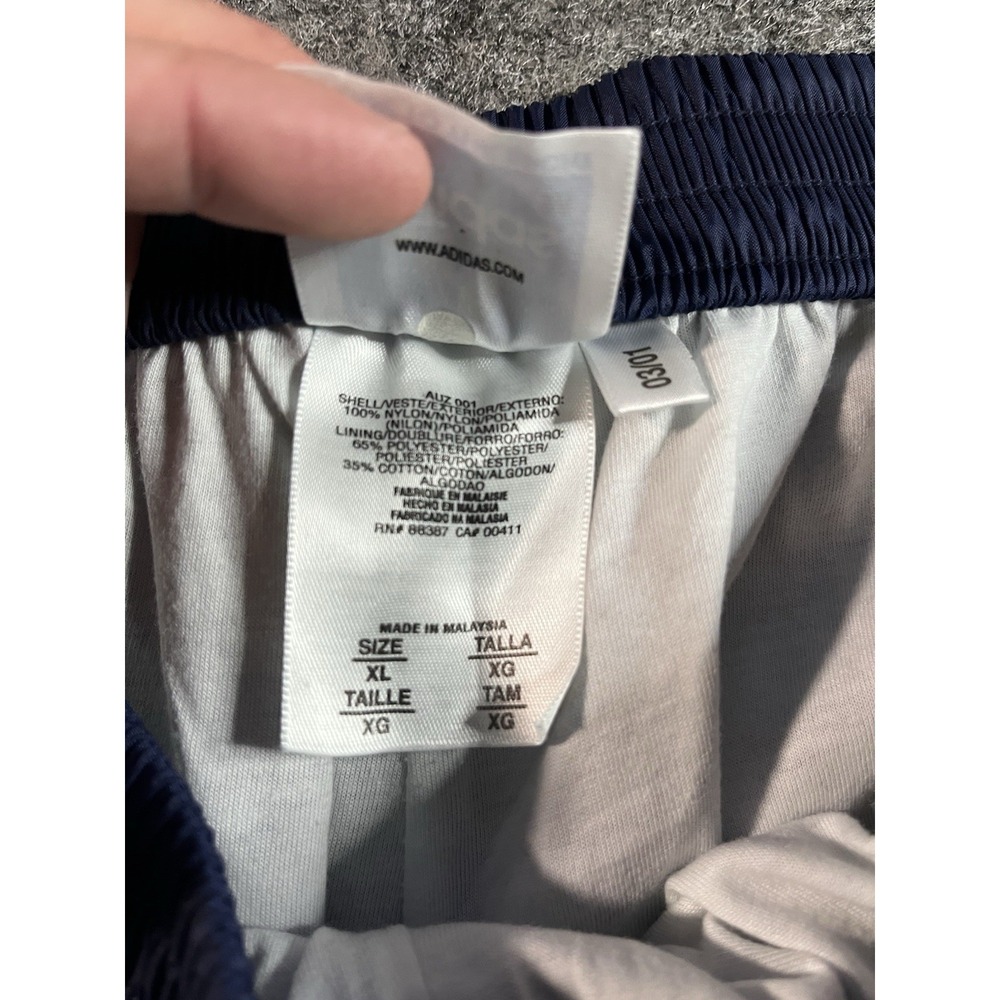Vintage Adidas Snap Button Track Pants Men's XL Blue Silky Baggy Wide Leg Y2K - Picture 6 of 10